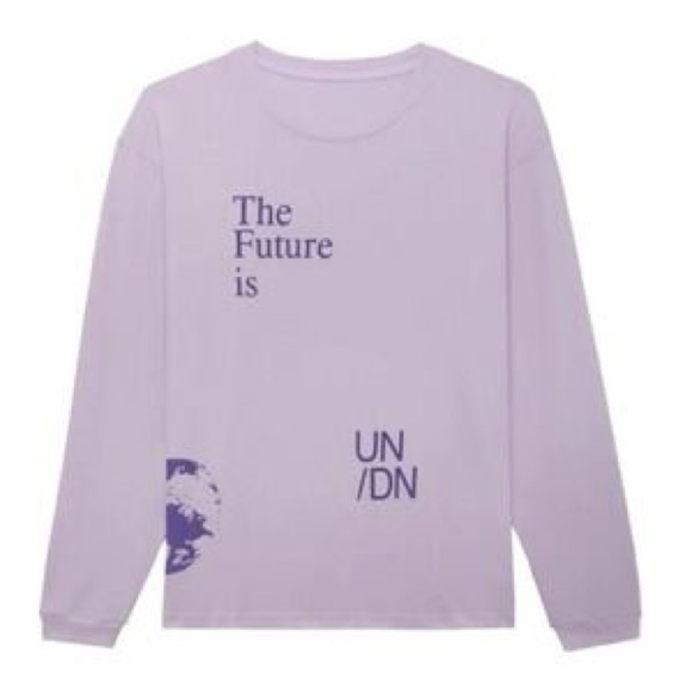 Lonely Ghost Men’s Sz Large Light Purple Graphic “The Future is Undone” T-Shirt